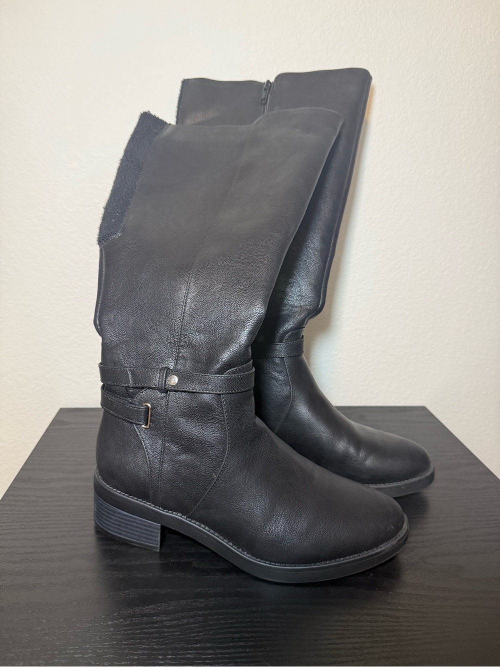 LifeStride Black Knee Leather Heeled Boots